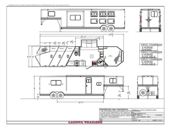 2012 3 Horse Slant Load with CHARGER 9' Living Quarters