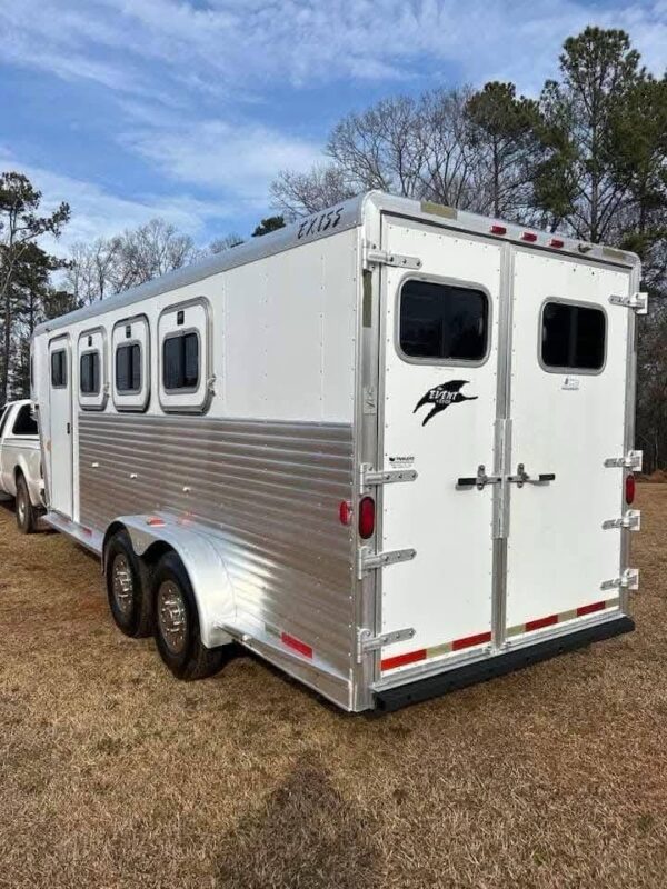 ❄ EXISS ALL ALUMINUM 3 HORSE SLANT GOOSENECK TRAILER WITH DRESSING ROOM AND REAR TACK